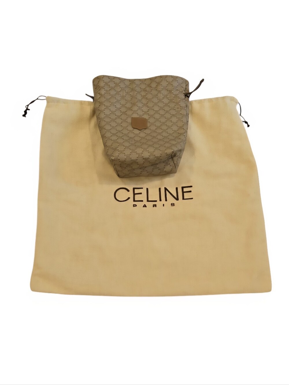 Celine Beige Monogram Pouchette With Dust Bag EUC